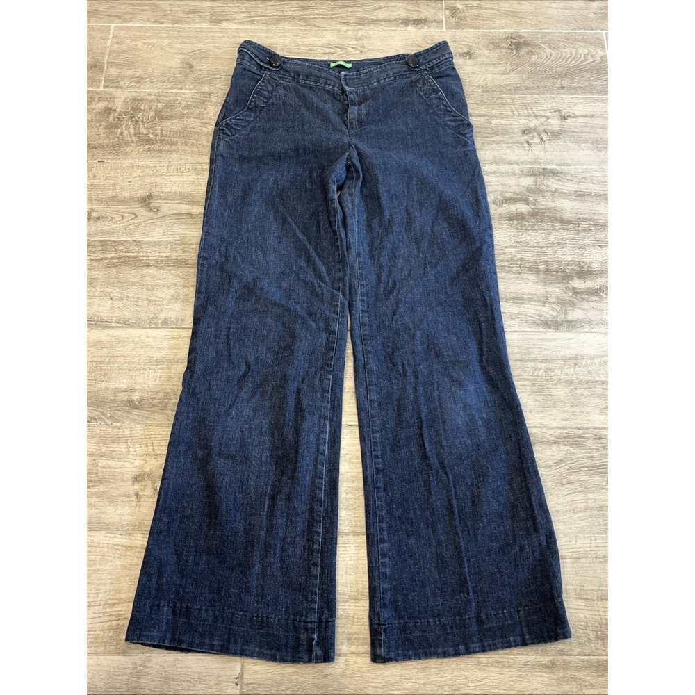 Lilly‎ Pulitzer "Palm Beach Fit" Denim Wide Leg Pants Sz 4 Dark Wash